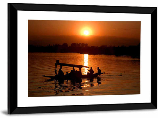 Dal Lake Sunset Silhouette Wall Art