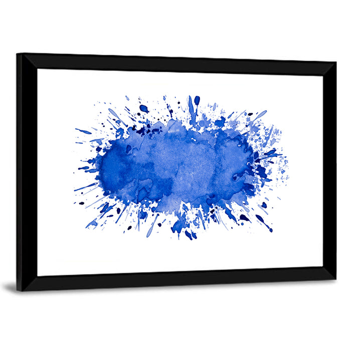 Blue Ink Splash Wall Art as a framed print