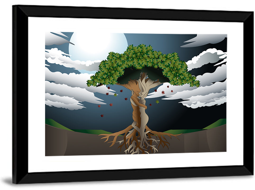 Moonlit Lovers Tree Wall Art