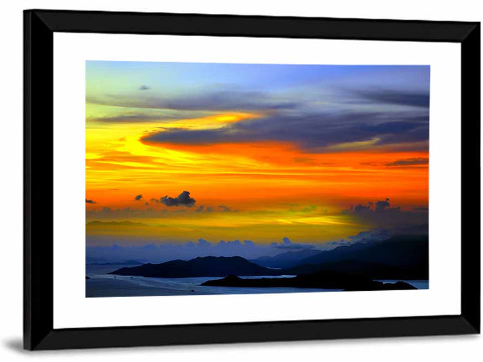 Tranquil Ocean Dusk Wall Art as a framed print