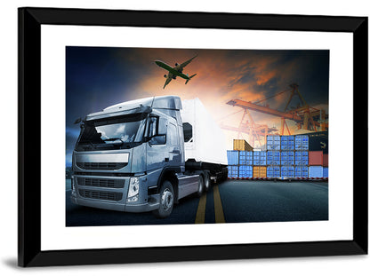 Sunset Freight Terminal Truck Scene Wall Art