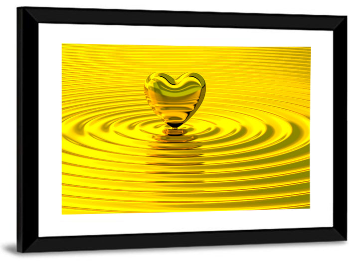 Golden Heart Ripples Wall Art as a framed print