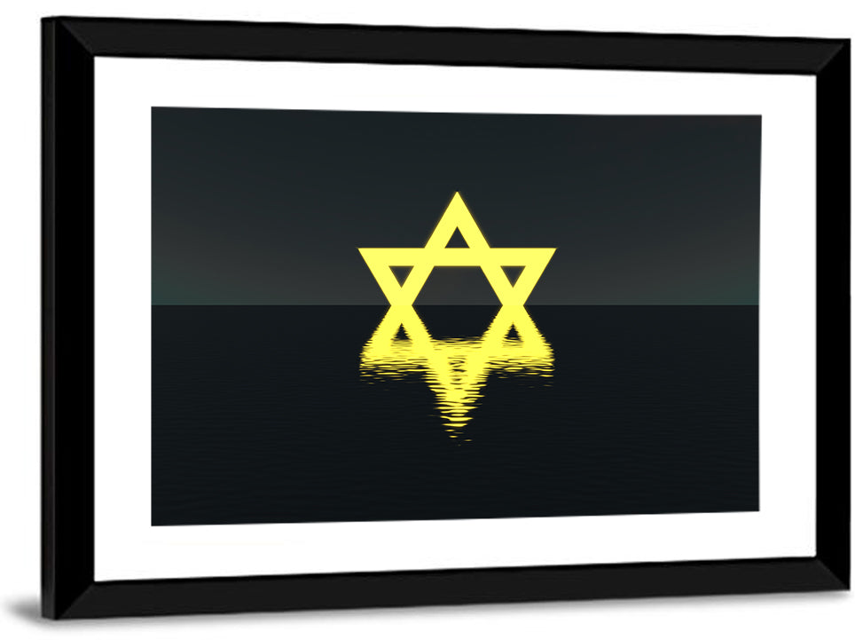 Glowing Star of David Reflection Wall Art
