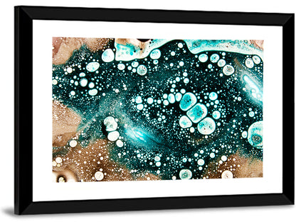 Teal Oil and Water Bubble Abstract Wall Art