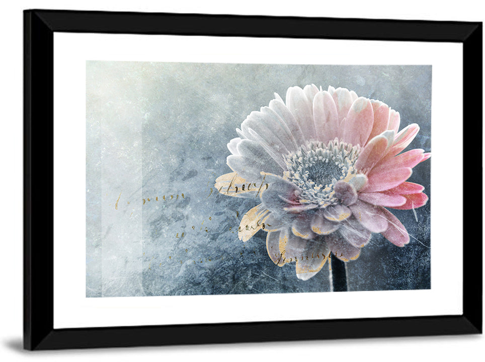 Winter Gerbera with Golden Script Wall Art