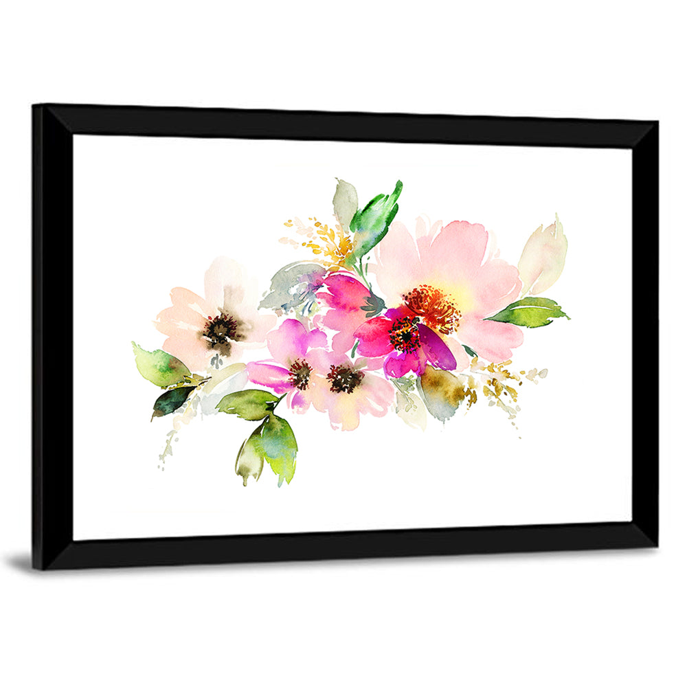 Delicate Pink Floral Watercolor Wall Art