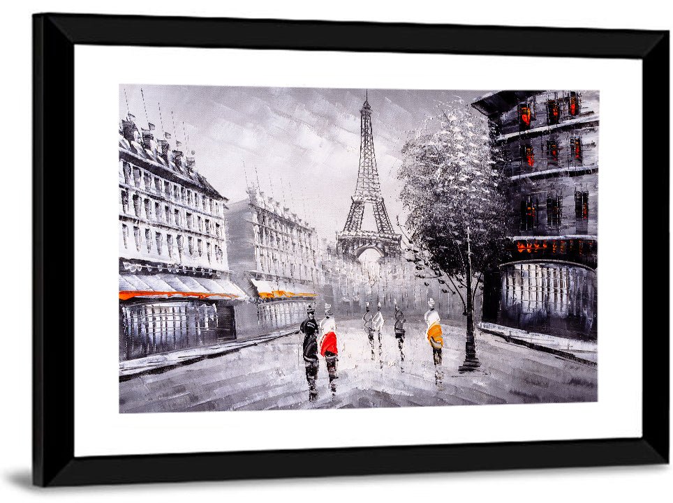 Paris Street with Eiffel Tower Wall Art