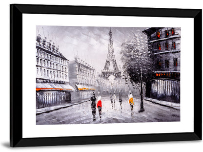 Paris Street with Eiffel Tower Wall Art