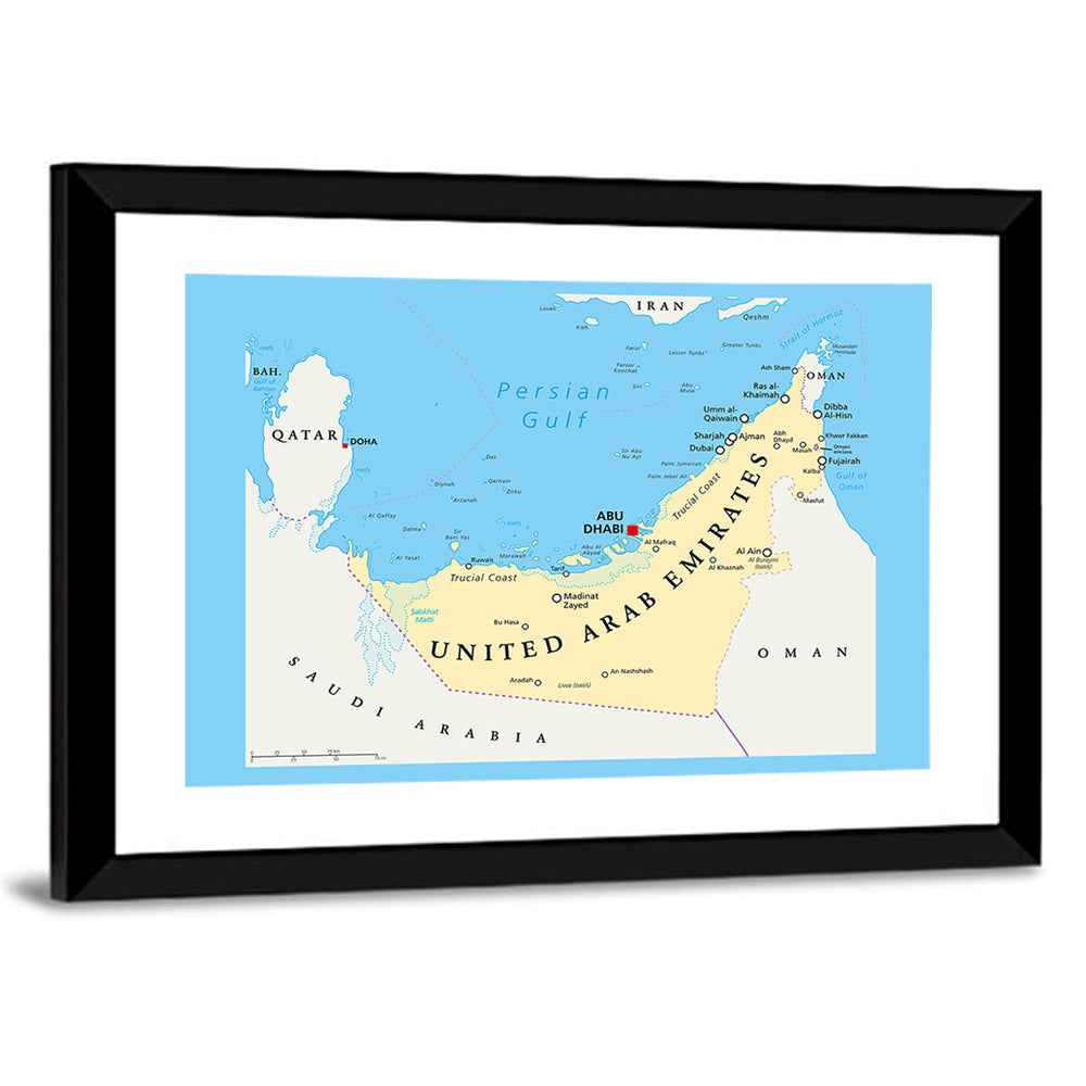 UAE Political Map Wall Art