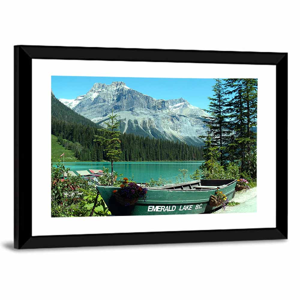 Green Rowboat at Emerald Lake Wall Art