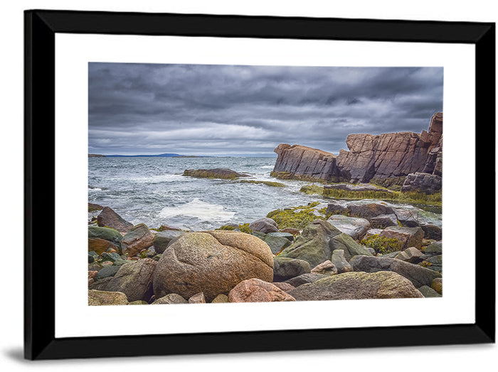 Bar Harbor Rocky Coastline Wall Art as a framed print