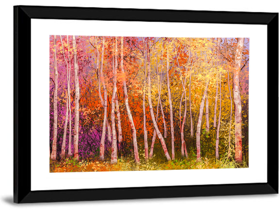 Vibrant Autumn Birch Grove Wall Art