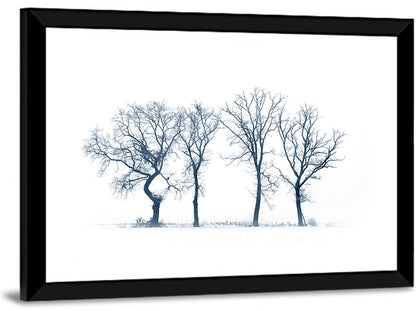 Four Bare Trees in Winter Wall Art