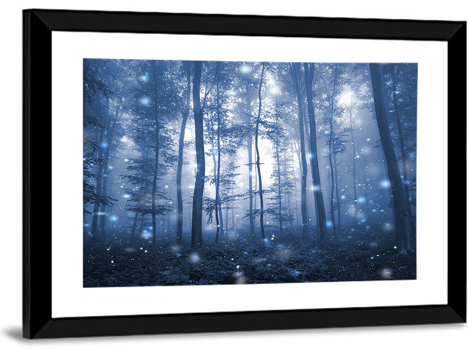 Blue Mist Forest at Twilight Wall Art