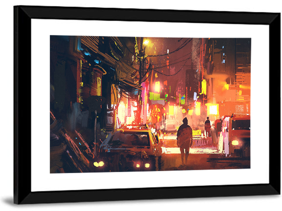 Old Street Lights at Night Wall Art