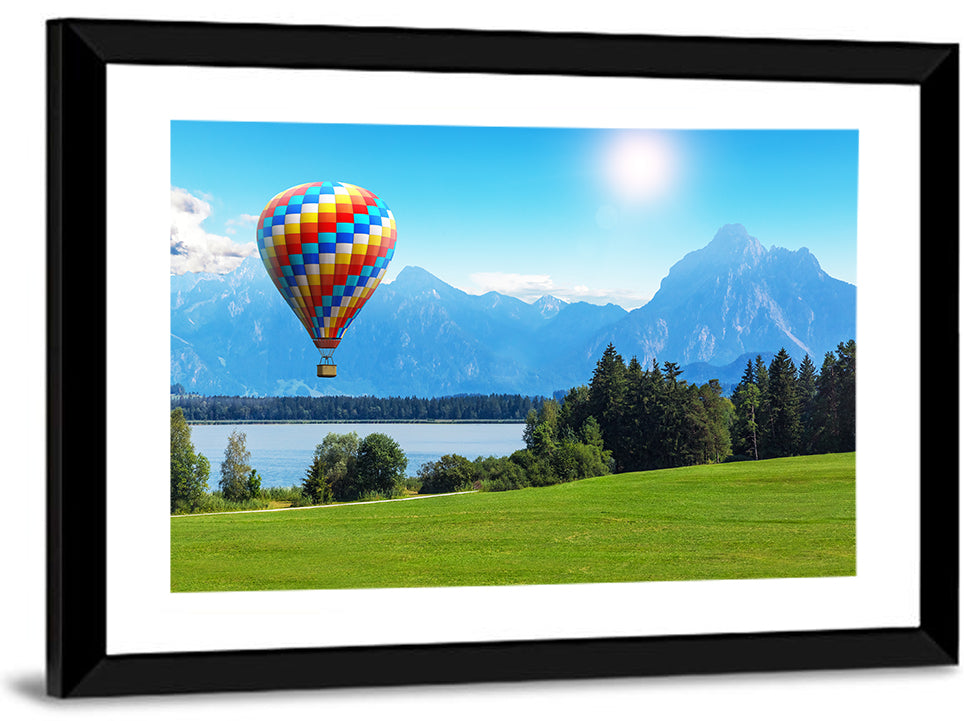 Bavarian Lake with Hot Air Balloon Wall Art