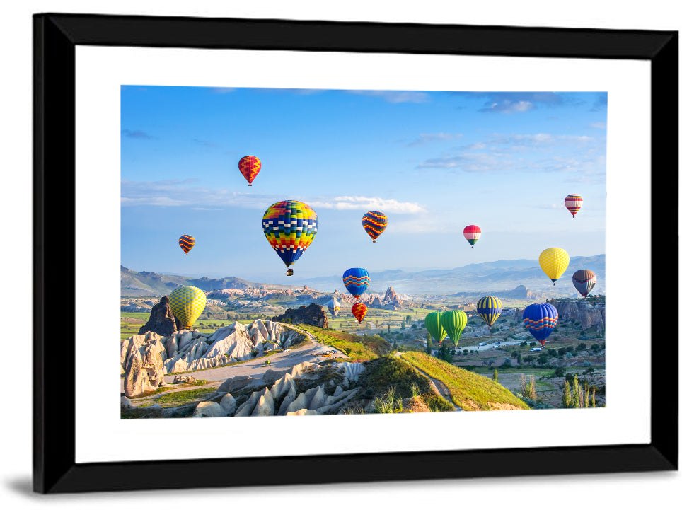 Cappadocia Hot Air Balloons Over Rock Valleys Wall Art