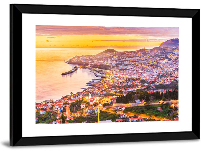 Funchal Harbor at Golden Hour Wall Art as a framed print