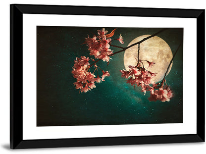 Moonlit Sakura Blossoms Wall Art