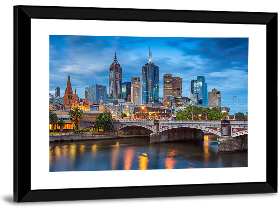 Melbourne Blue Hour Skyline Wall Art