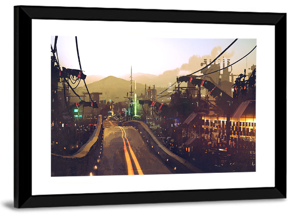Futuristic Highway at Dusk Wall Art