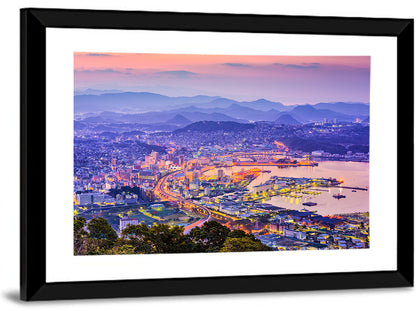 Sasebo Downtown Twilight Harbor Wall Art