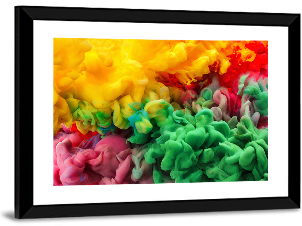 Vibrant Underwater Ink Cloud Abstract Wall Art