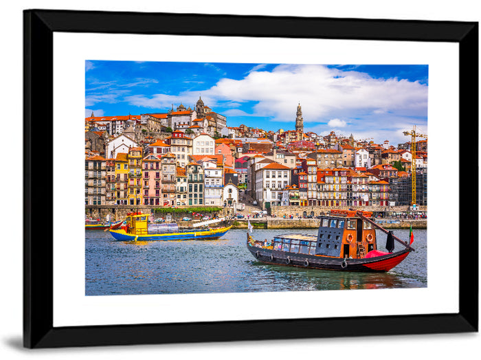 Porto Old Town Douro Riverfront Wall Art as a framed print