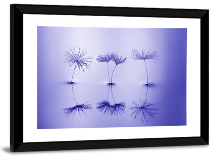 Blue Dandelion Seeds with Reflections Wall Art