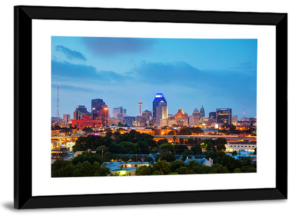 San Antonio Skyline at Dusk Wall Art