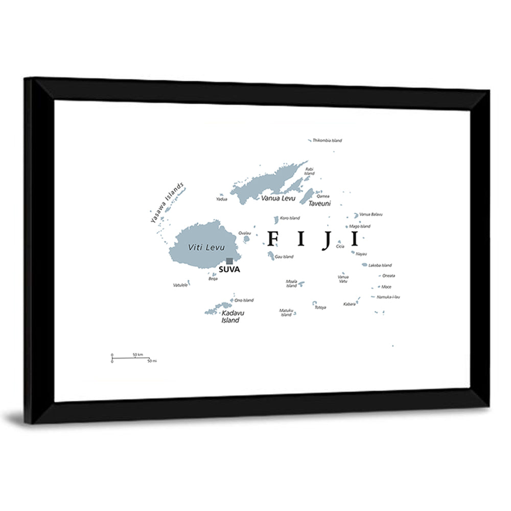 Fiji Islands Political Map Wall Art