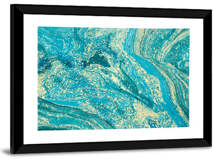 Teal Marble Swirls Abstract Wall Art