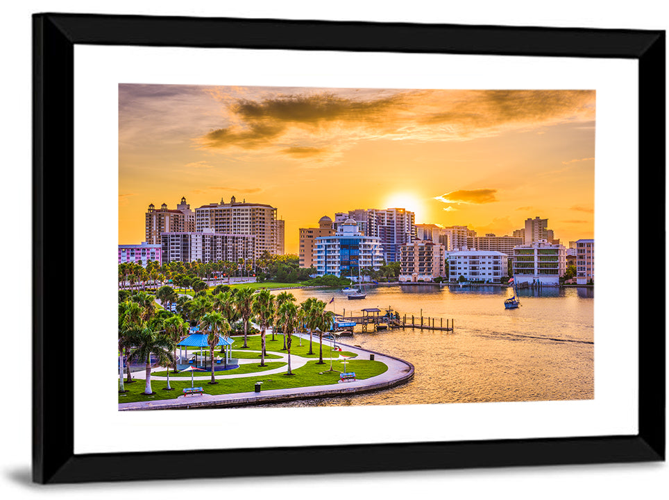 Sarasota Bayfront Sunset Skyline Wall Art