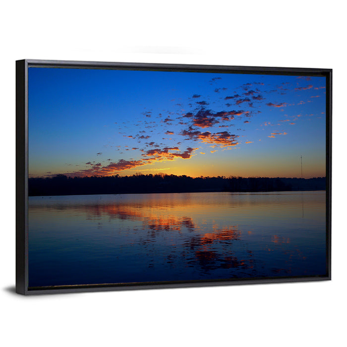 Lake Livingston Sunset Reflection Wall Art as a framed canvas
