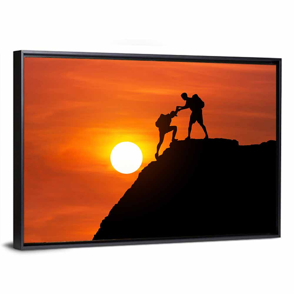 Mountaineer Silhouette at Sunset Wall Art