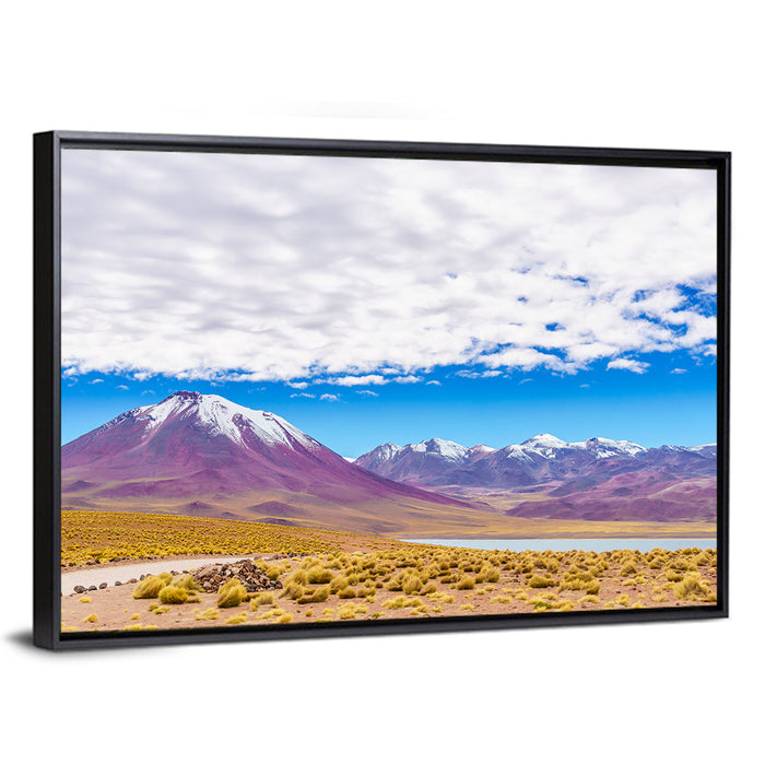 Lascar Snow-capped Volcano Wall Art as a framed canvas