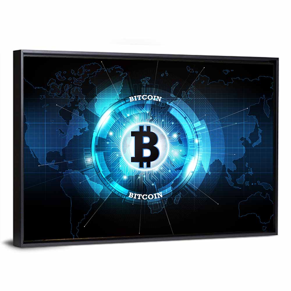 Futuristic Bitcoin Globe Wall Art