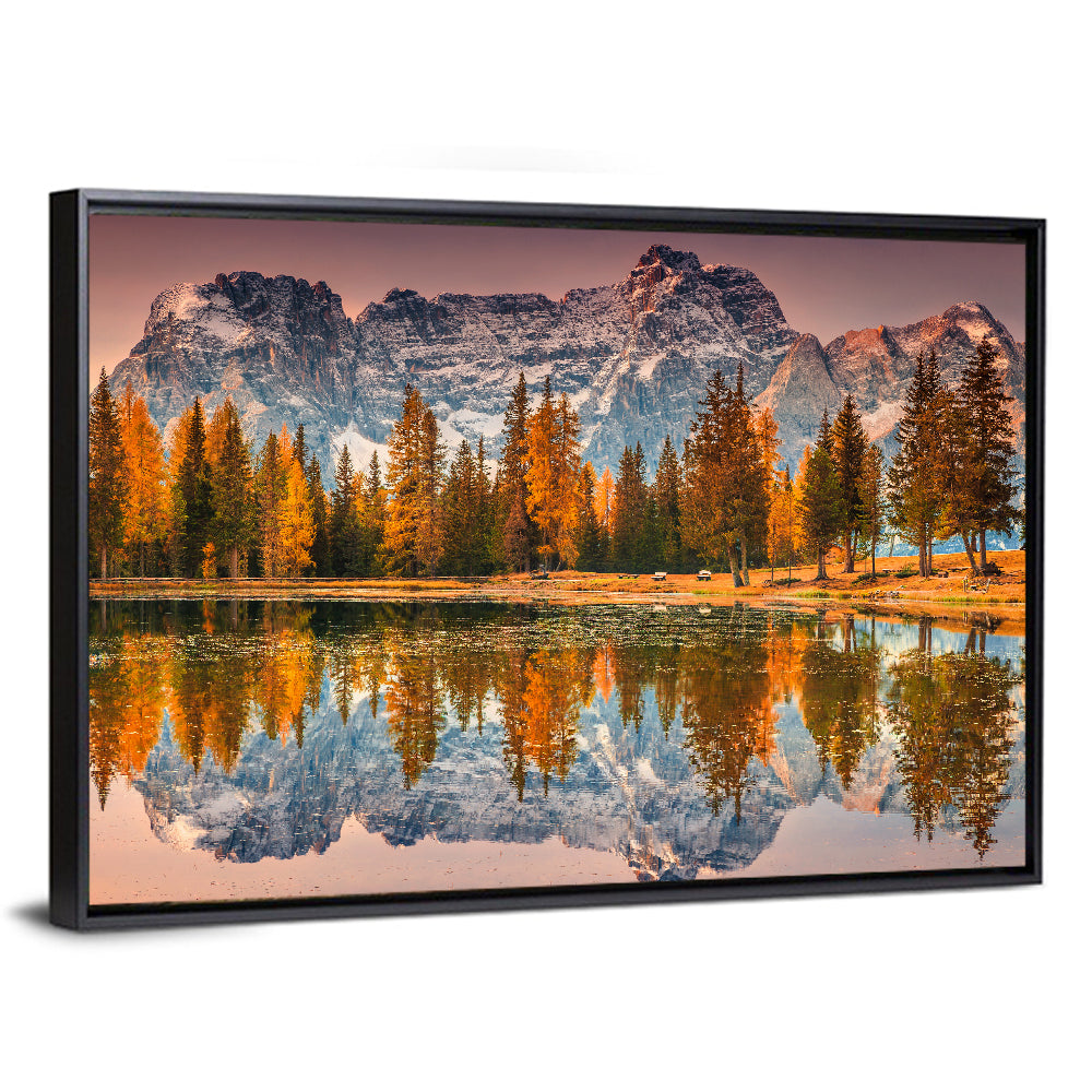Antorno Lake Autumn Reflection Wall Art
