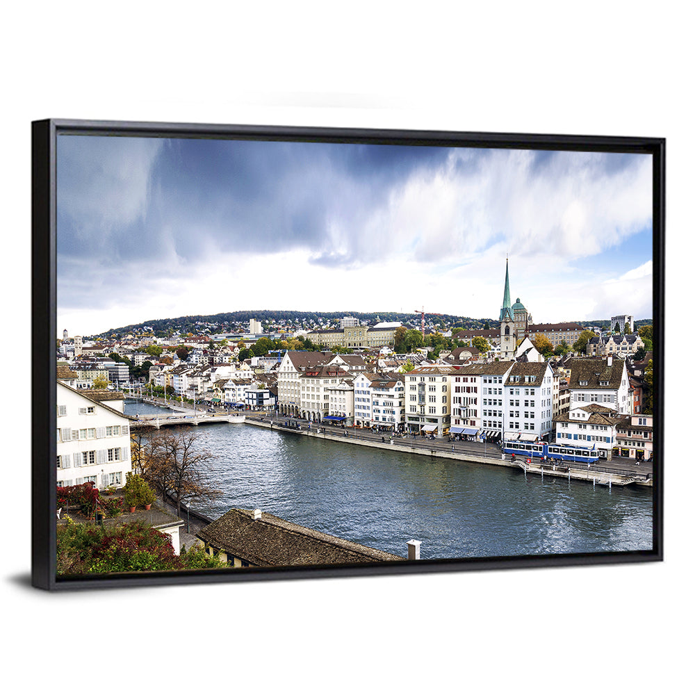 Limmat River at Fraumünster, Zurich Wall Art