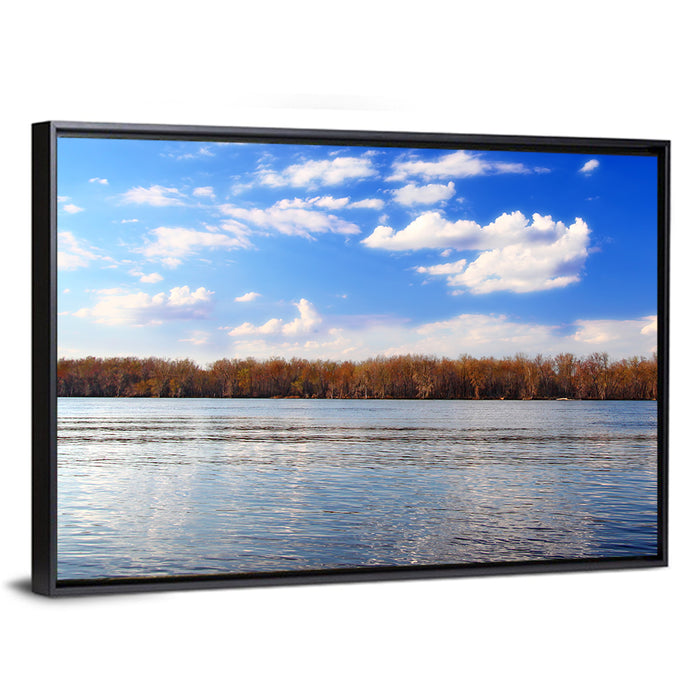 Andalusia Slough Autumn River Wall Art as a framed canvas