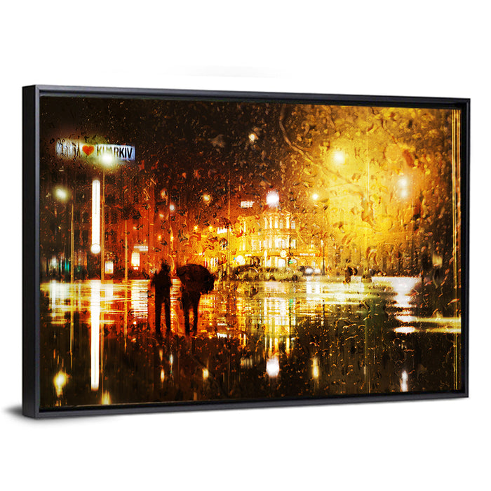 Rainy Night in Kharkiv Wall Art as a framed canvas