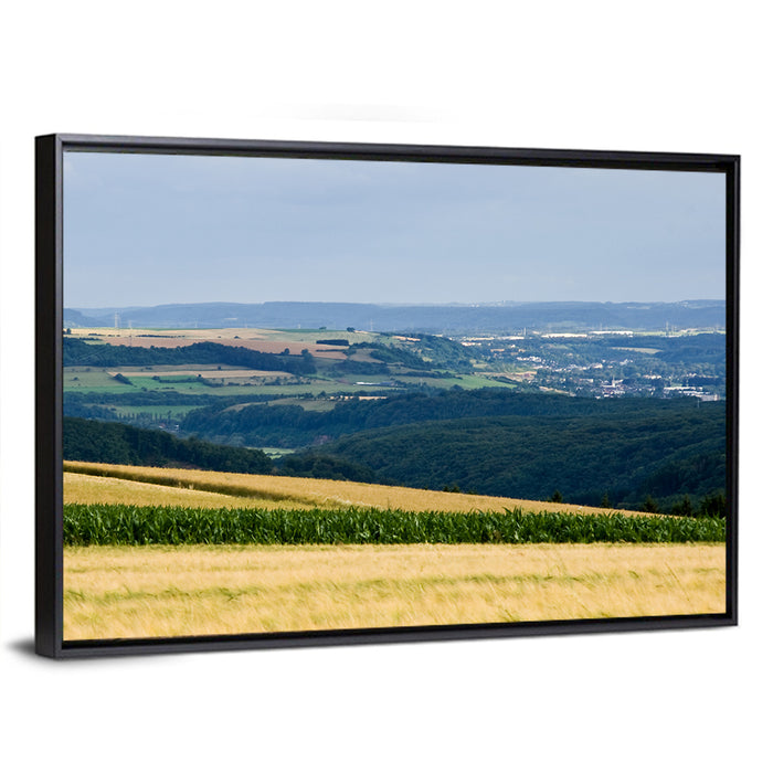 Village Grainfields Wall Art as a framed canvas