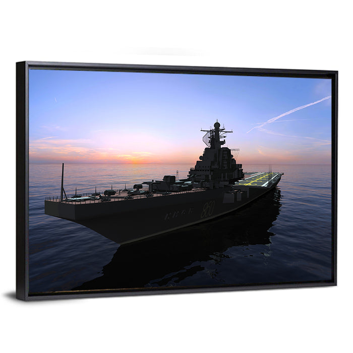 Aircraft Carrier 860 at Dusk Wall Art as a framed canvas