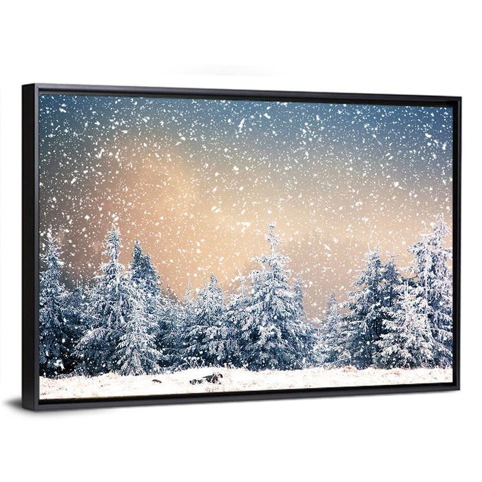 Winter Forest Wonderland Wall Art as a framed canvas