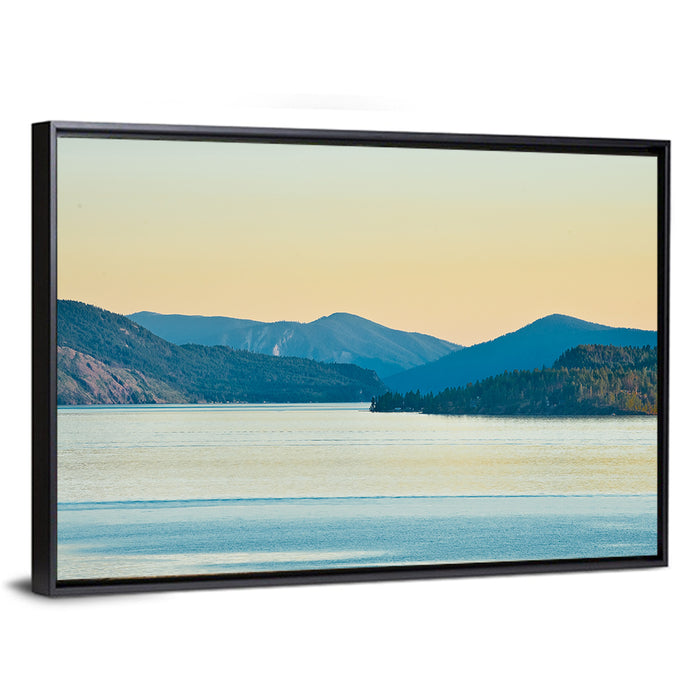 Lake Pend Oreille at Golden Hour Wall Art as a framed canvas