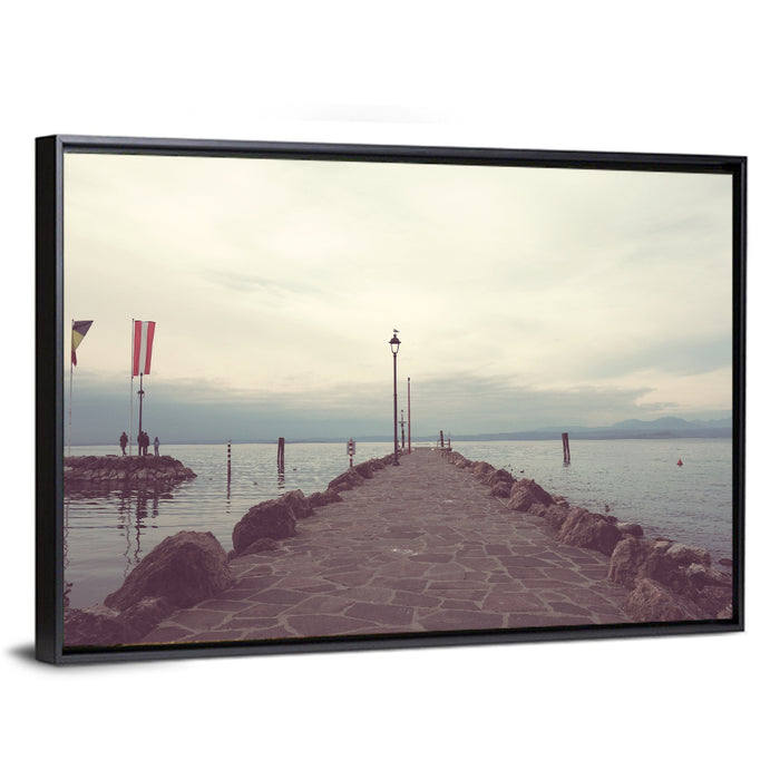 Stone Pier at Lake Garda Wall Art as a framed canvas