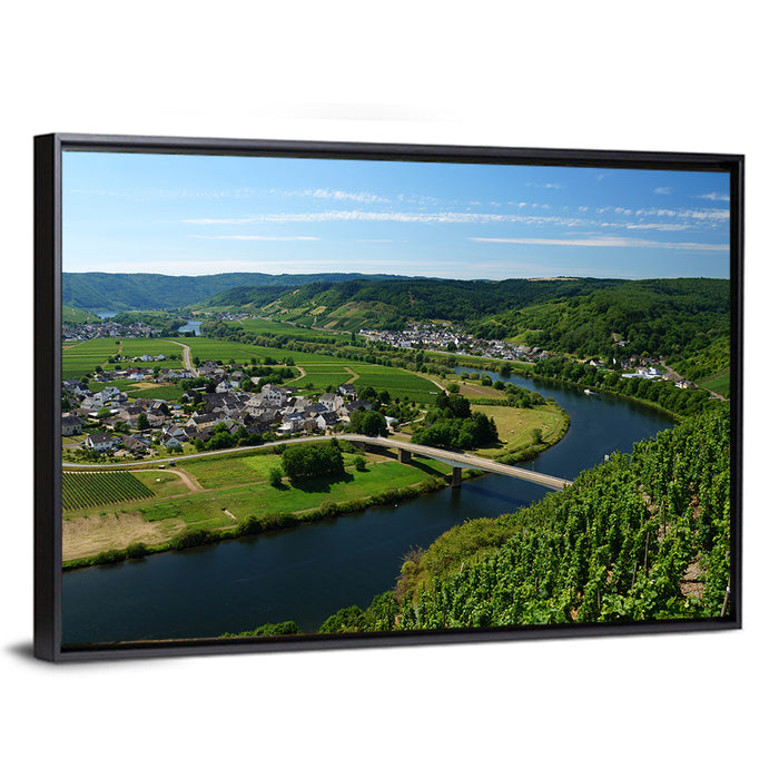 Piesport Moselle River View Wall Art as a framed canvas