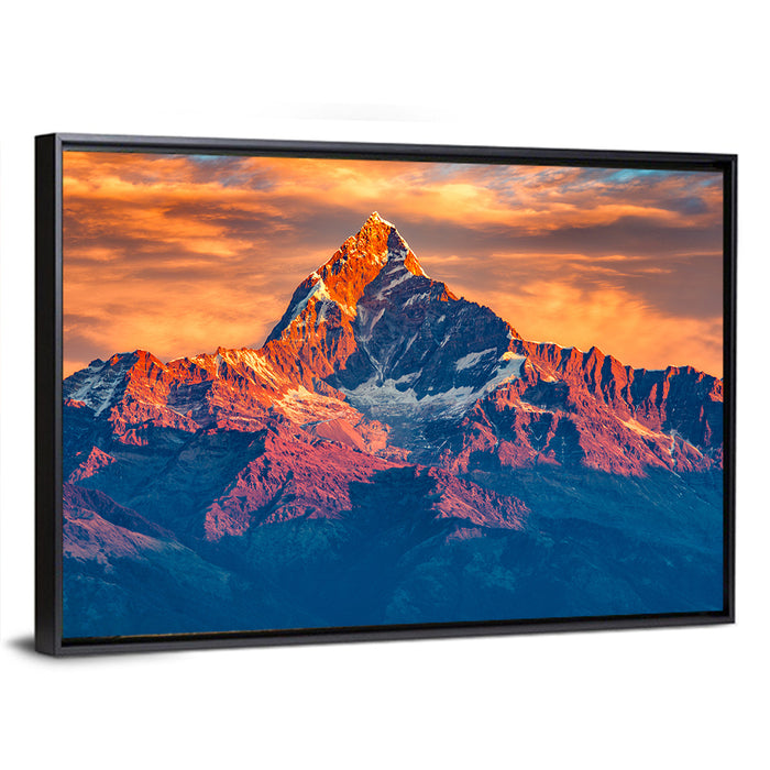 Machhapuchhre Sunrise Over Pokhara Wall Art as a framed canvas