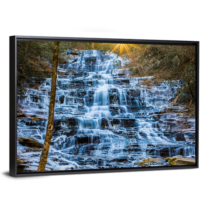 Minnehaha Falls Winter Cascade Wall Art as a framed canvas