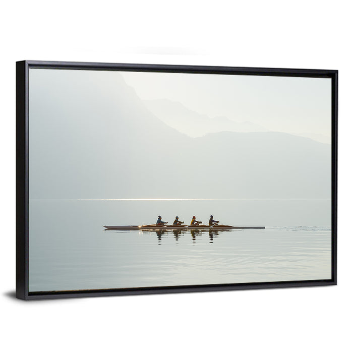 Four Rowers on Lake Lugano Wall Art as a framed canvas